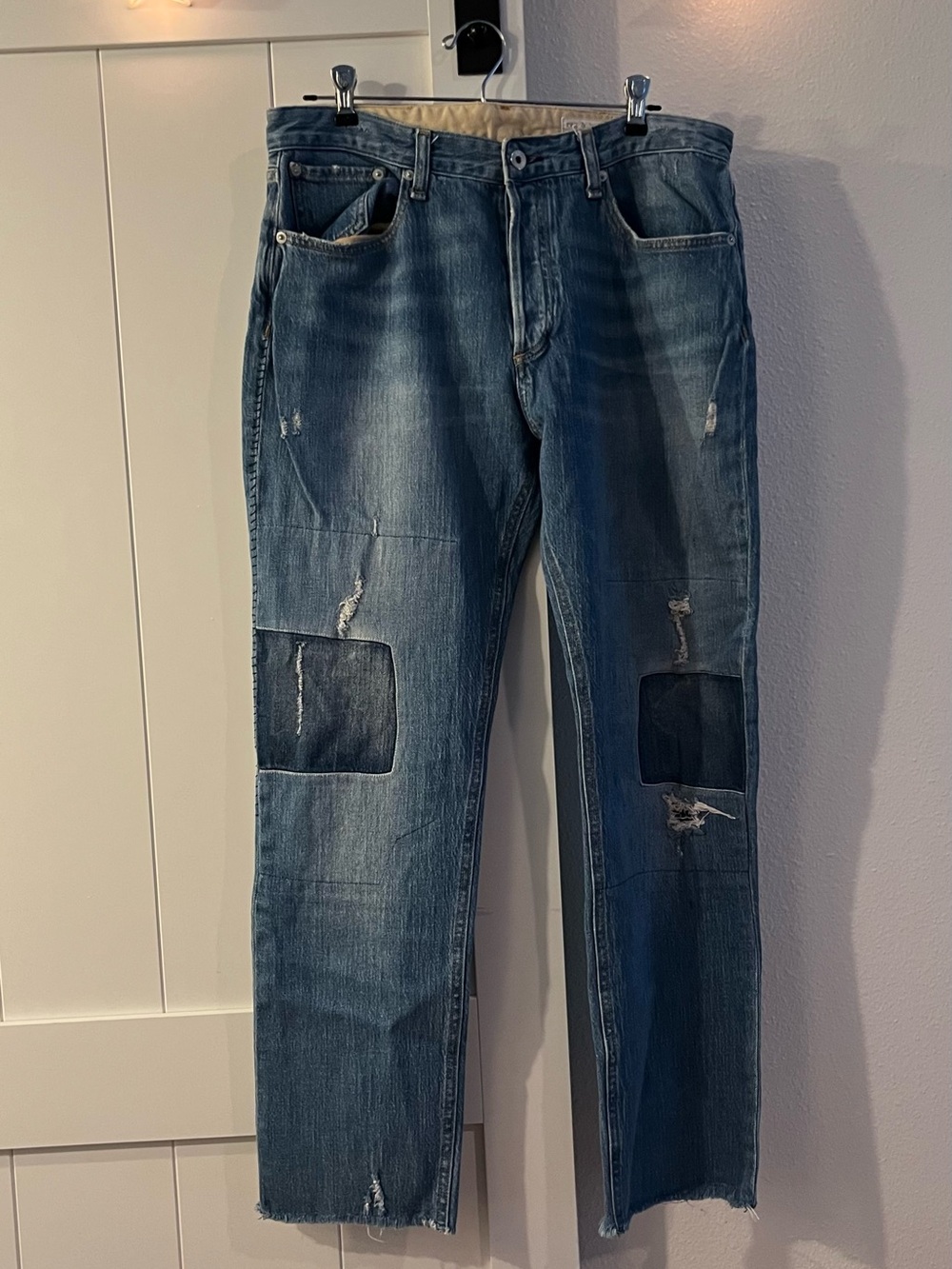 rag & bone Distressed Blue Straight Jeans (30)